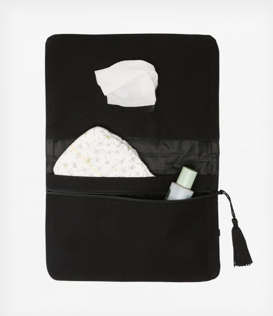 Diaper Clutch coming storm in black with white dots 3