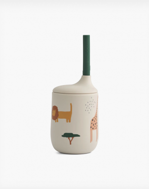 Liewood Ποτηράκι σιλικόνης με καλαμάκι Ellis Sippy Cup – Safari Sandy Mix