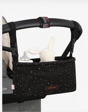 Stroller Organizer endless sky in black with white dots