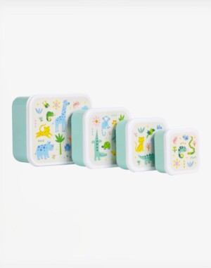A Little Lovely Company Σετ 4 δοχεία φαγητού Lunch & Snack Box - Jungle