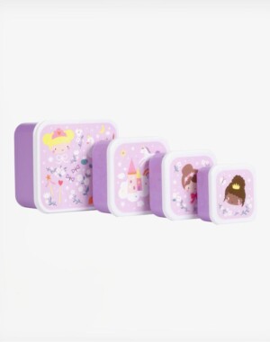 A Little Lovely Company Σετ 4 δοχεία φαγητού Lunch & Snack Box - Princesses