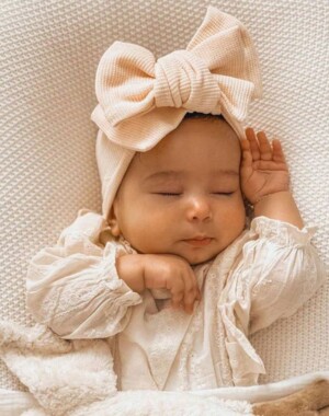 Annie & Charles Baby Bow Headband Κορδέλα μαλλιών με φιόγκο Cream