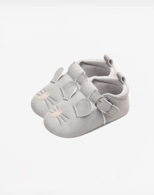 Annie & Charles Δερμάτινα Βρεφικά Παπούτσια 6-12 μηνών Light Gray Mouse