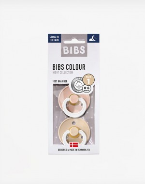 Bibs Πιπίλες Νύχτας Καουτσούκ 0-6m Dark Blush Glow/Vanilla Glow 2τμχ