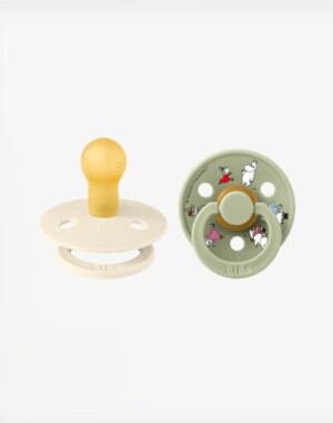 Bibs Πιπίλες Καουτσούκ Colour BIBS x Moomins Σετ No1 0-6m - Friends Ivory/Sage 2τμχ.