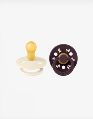 Bibs Πιπίλες Καουτσούκ Colour Σετ No2 6-18m - Bow Ivory Plum 2τμχ.