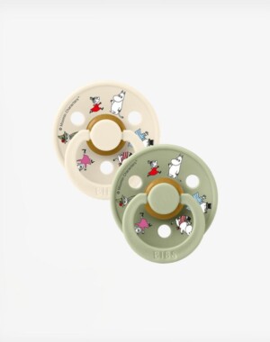 Bibs Πιπίλες Καουτσούκ Colour BIBS x Moomins Σετ No2 6-18m - Friends Ivory/Sage 2τμχ.