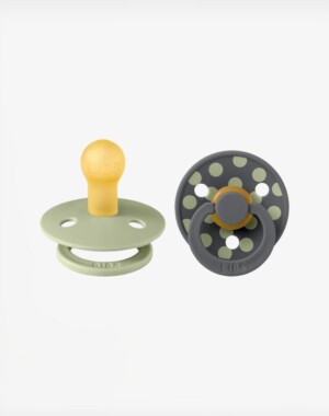 Bibs Πιπίλες Καουτσουκ Studio Collection No1 0-6m - Polka Dot Sage/Iron 2τμχ.