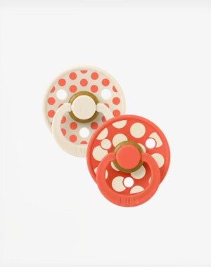 Bibs Πιπίλες Καουτσουκ Studio Collection No1 0-6m - Polka Dot Ivory/Tango 2τμχ.