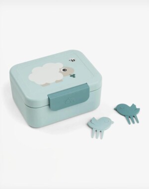 Done By Deer Δοχείο για Snacks με Χώρισμα & 2 Πιρουνάκια Tiny Farm - Blue