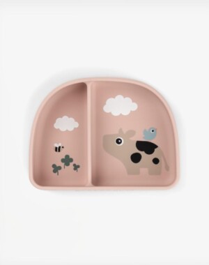 Done By Deer Παιδικό Μπωλ Φαγητού Tiny Farm από Σιλικόνη Ροζ