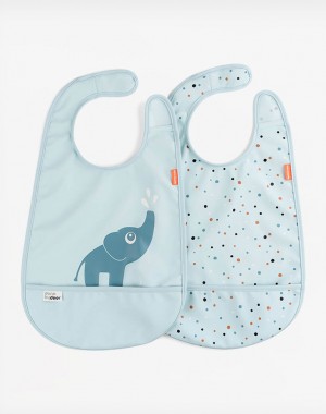 Done By Deer Σαλιάρα σετ 2 τμχ velcro Elphee Blue