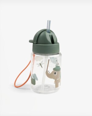 Done By Deer Παιδικό Παγούρι Πλαστικό με Καλαμάκι Tiny Trails Green 280ml