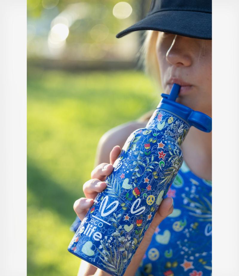 Ecolife Kids Ανοξείδωτο Παγούρι Θερμός Ecolife x Vasiliki Blue 500 ml - Image 3