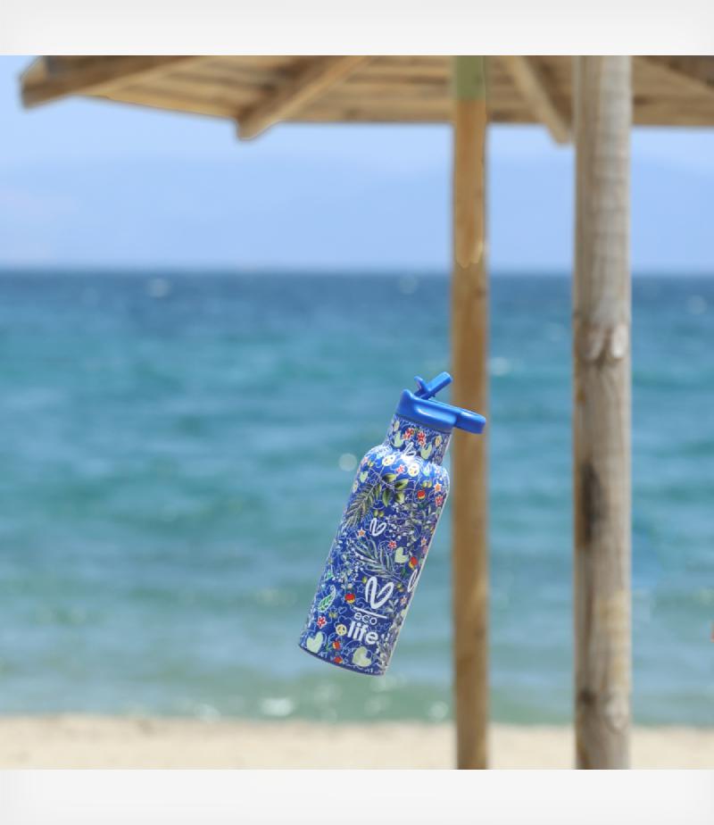 Ecolife Kids Ανοξείδωτο Παγούρι Θερμός Ecolife x Vasiliki Blue 500 ml - Image 5
