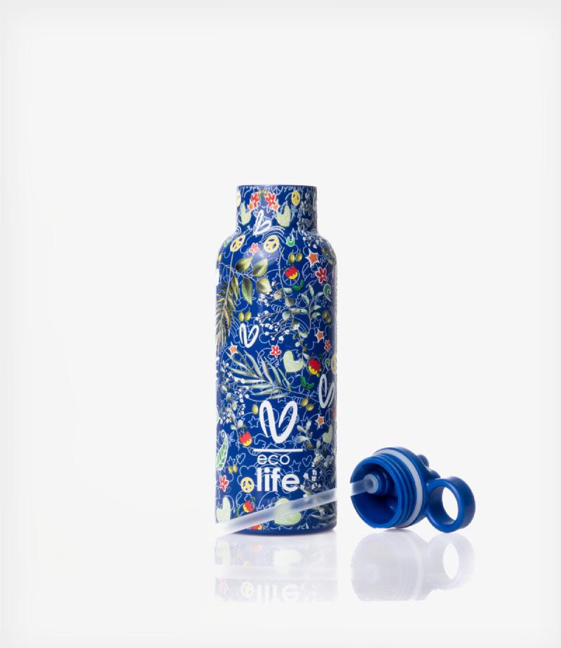 Ecolife Kids Ανοξείδωτο Παγούρι Θερμός Ecolife x Vasiliki Blue 500 ml - Image 2