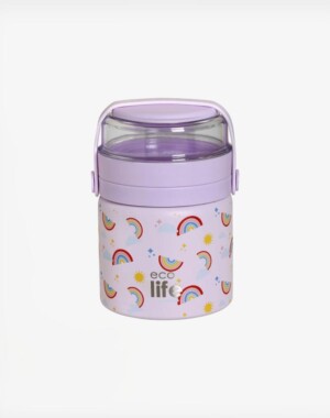 Ecolife Στρογγυλό Θερμός Φαγητού 450ml | Purple Rainbows