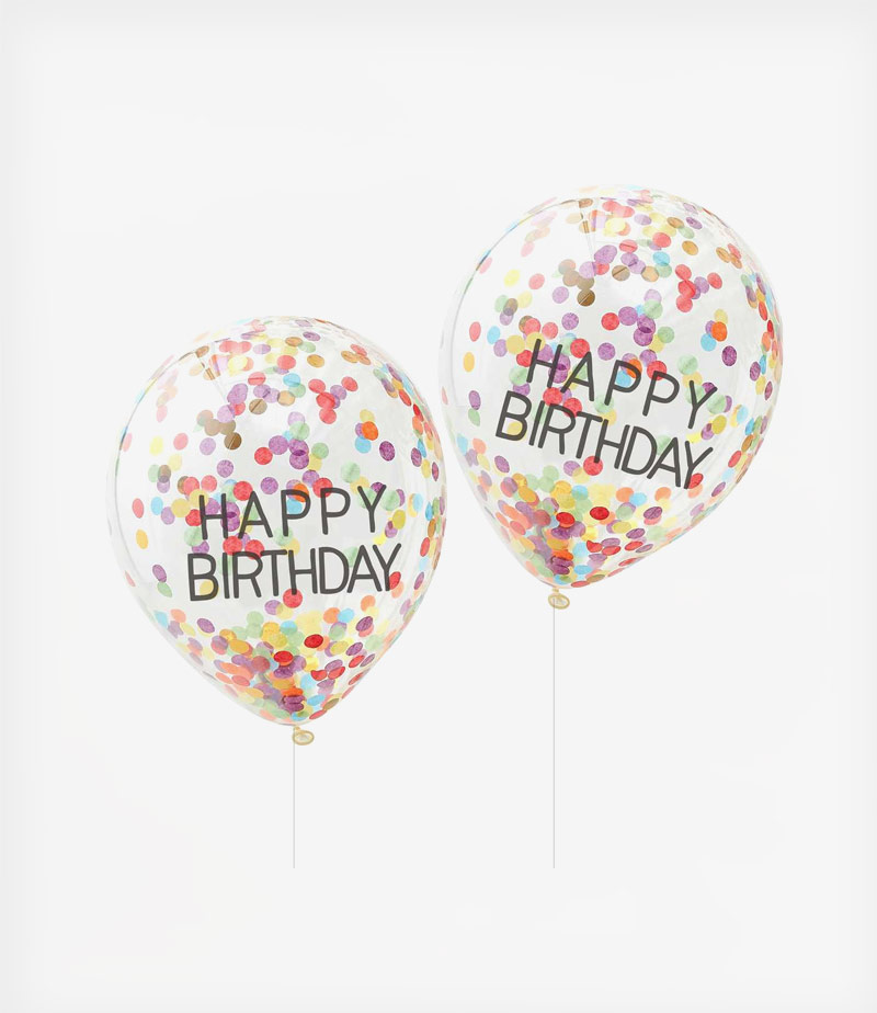 Ginger Ray Happy Birthday Regenbogen-Konfetti-Luftballons – Packung Mit 5 Stück, 12 Zoll, Für Bunte Mottopartys