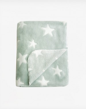 Κουβέρτα Οικολογικό Fleece Mint Stars 75×100