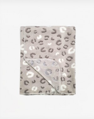 Κουβέρτα Οικολογικό Fleece Leopard Grey 75×100