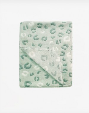 Κουβέρτα Οικολογικό Fleece Leopard Mint 100×140