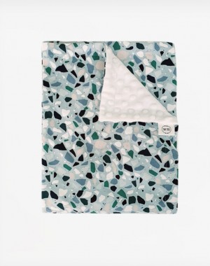 Κουβέρτα Βελουτέ Διπλής όψης Mosaic Blue 70×100cm