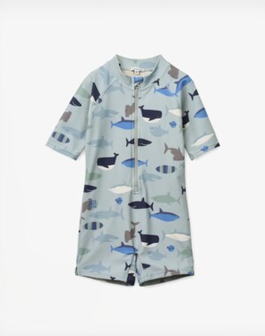 Liewood Ολόσωμο Βρεφικό Μαγιό Max Short-sleeved Swim Jumpsuit Shark/Dove Blue