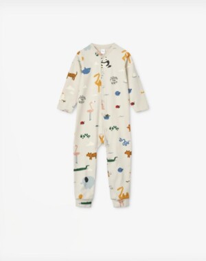 Liewood Παιδική ολόσωμη πιτζάμα Birk Printed Around the world/Sandy