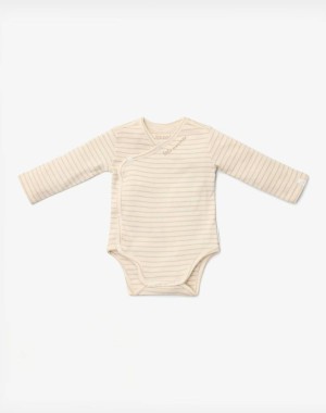 Little Dutch Φορμάκι μακρυμάνικο Soft Beige Stripe