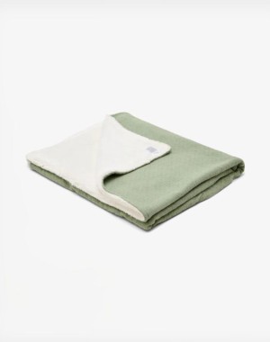 Little Dutch Κουβέρτα πλεκτή με επένδυση fleece Pure Sage 70x100