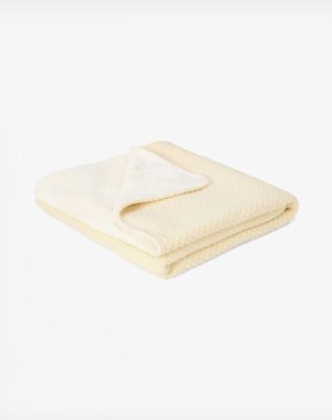Little Dutch Κουβέρτα πλεκτή με επένδυση fleece Soft White 70x100