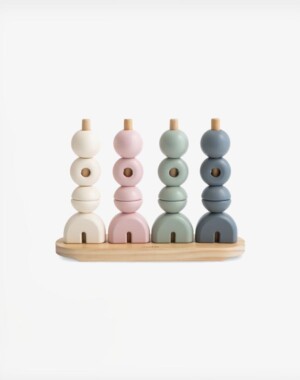 Mushie Ξύλινο παιχνίδι ταξινόμησης Wooden Multi Shape Stacker Original