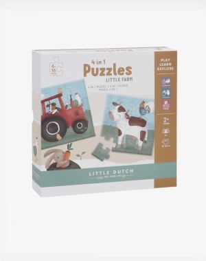Little Dutch Παζλ 4 σε 1 Little Farm FSC
