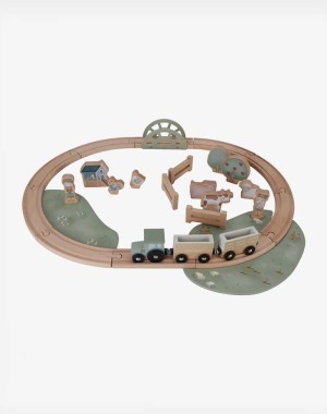 Little Dutch Σετ ξύλινο τρενάκι με ράγες Little Farm FSC