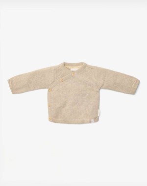 Little Dutch Ζακέτα πλεκτή κρουαζέ Soft Beige Melee