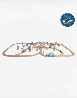 Little Dutch Ξύλινο Σετ Παιχνιδιού Τρενάκι με Ράγες και Οχήματα