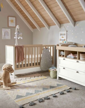 Mamas & Papas Σετ Κρεβάτι Σιφονιέρα Harwell White-Natural