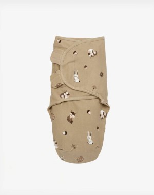 Meyco Υπνόσακος Βρεφικός Βαμβακερός 1.0 Tog Ιδανικός Για Φάσκιωμα 0-3 Μηνών Swaddle Forest Animals Sand