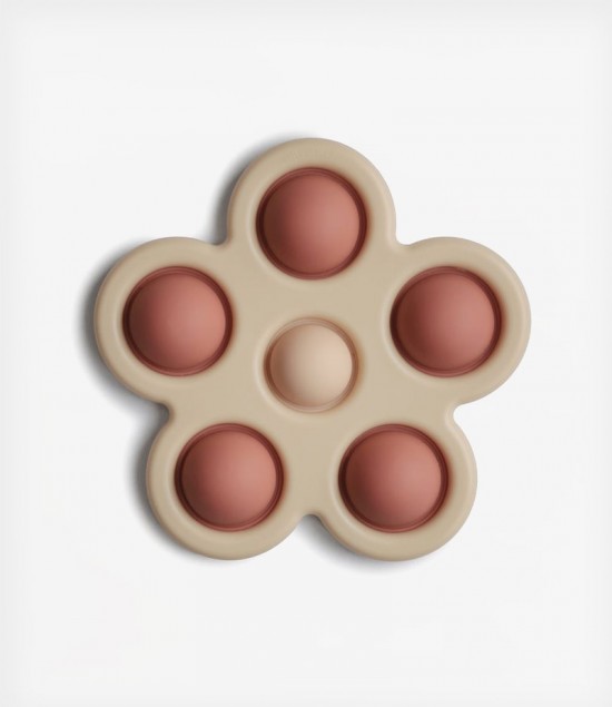 Mushie Flower Press Toy (Rose/Blush/Shifting Sand) Tiny Toes
