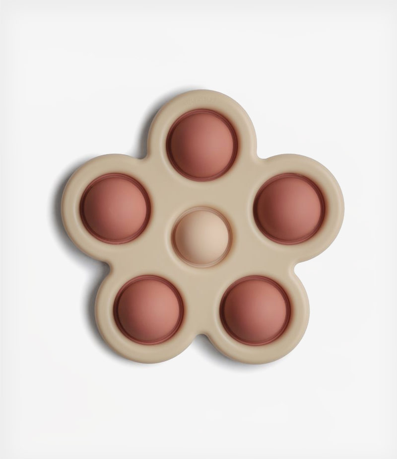 Mushie Flower Press Toy (Rose/Blush/Shifting Sand) Tiny Toes
