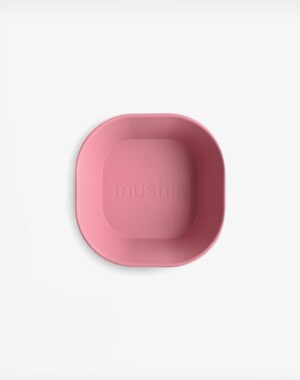 Mushie Τετράγωνο Παιδικό Μπολ Σετ 2τμχ Dusty Rose