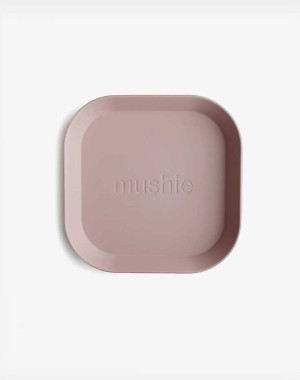 Mushie Τετράγωνο Παιδικό Πιάτο Σετ 2τμχ Blush