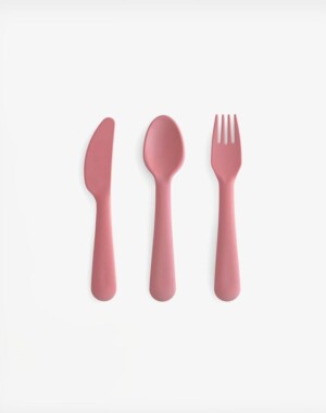 Mushie Βρεφικό Σετ Μαχαιροπίρουνα 3 τμχ. Dusty Rose