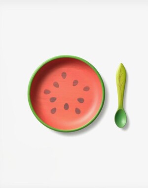 Oli&Carol Σετ φαγητού πιάτο-κουτάλι Καρπούζι