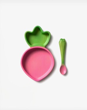 Oli&Carol Σετ φαγητού πιάτο-κουτάλι Ραπανάκι