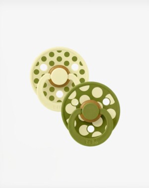 Bibs Πιπίλες Καουτσουκ Studio Collection No1 0-6m - Polka Dot Luna/Wasabi 2τμχ.