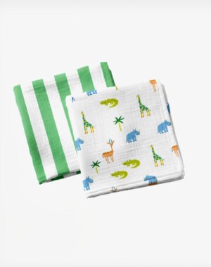 The Cotton Cloud Σετ 2 τμχ. Μουσελίνα 100% Βαμβακερή Croc Rock 60×60cm
