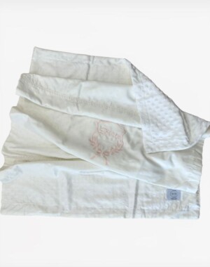 Tiny Toes Κουβέρτα Βελουτέ Διπλής όψης με Κεντημένο Όνομα Ecru 70×100cm