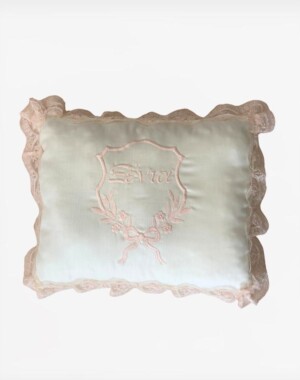 Tiny Toes Χειροποίητο Διακοσμητικό Μαξιλάρι με Κεντημένο Όνομα Ecru