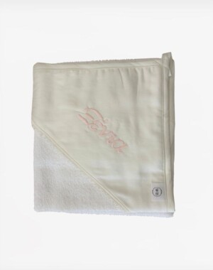 Μπουρνούζι κάπα με Κεντημένο Όνομα Ecru 75Χ75cm